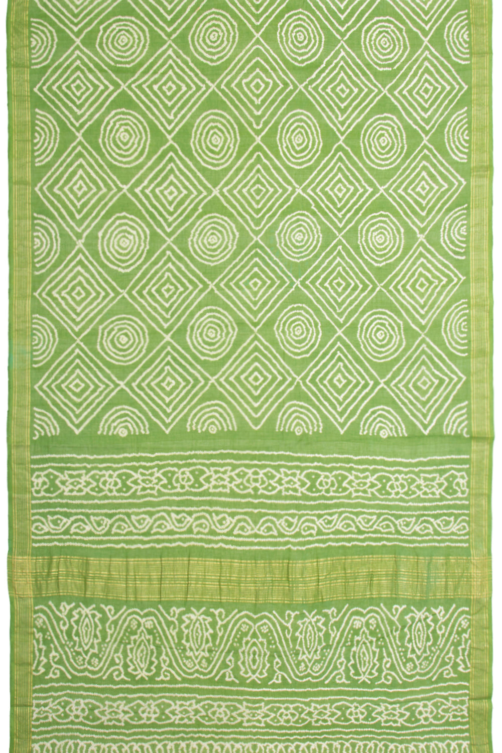 Venkatagiri Cotton Bandhani Green Saree