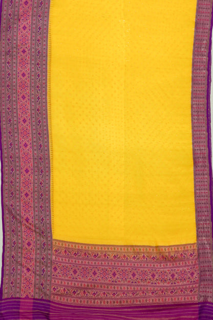 Banarasi Silk Butta Lemon Yellow Saree