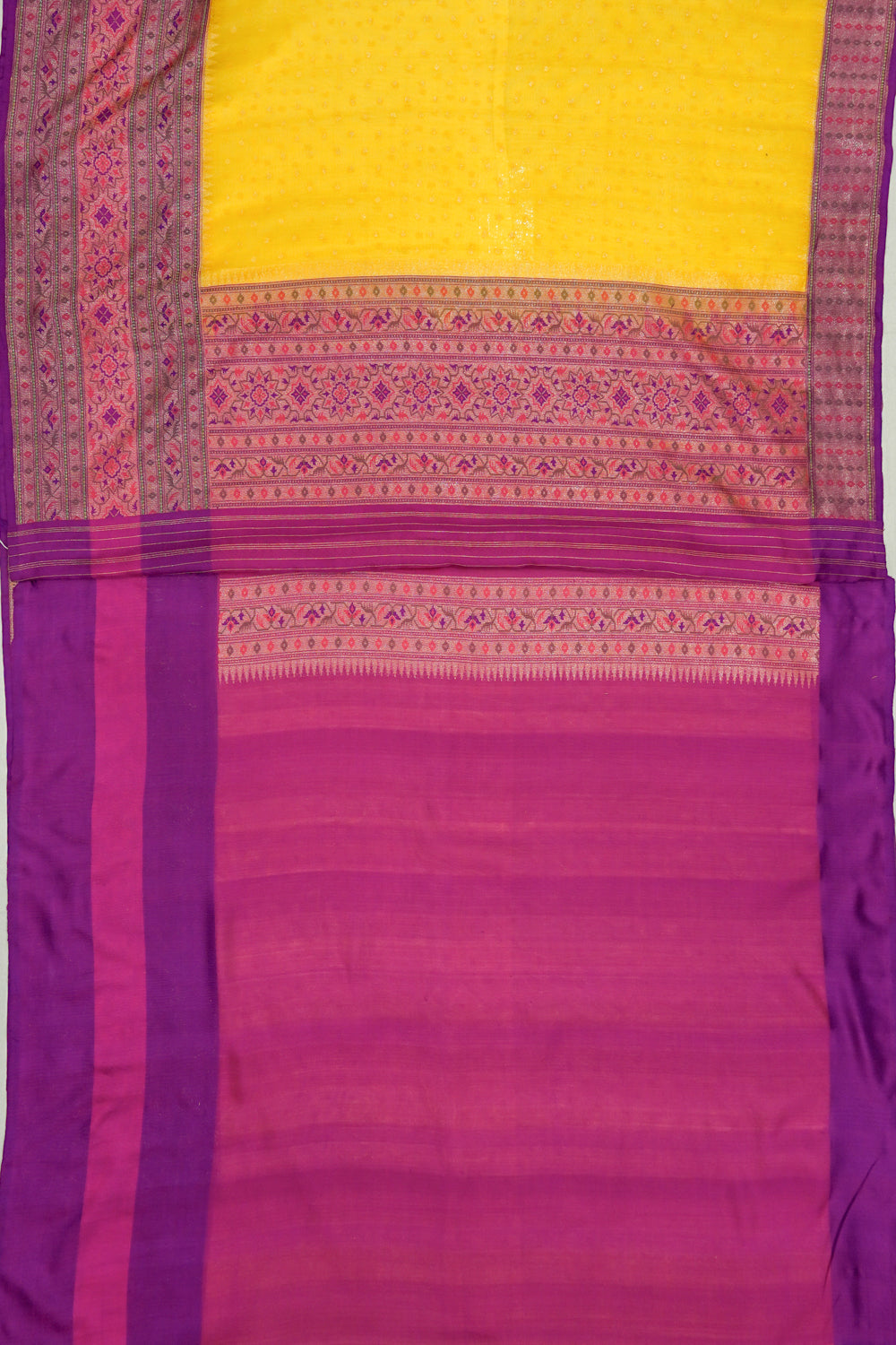 Banarasi Silk Butta Lemon Yellow Saree