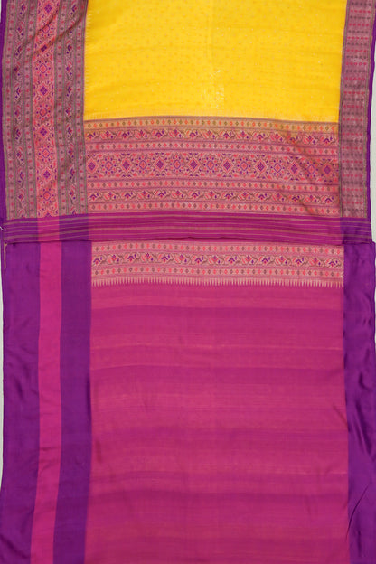 Banarasi Silk Butta Lemon Yellow Saree