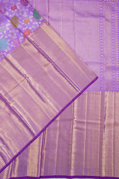 Kanchipuram Silk Jaal With Meenakari Inspired Lavender Saree