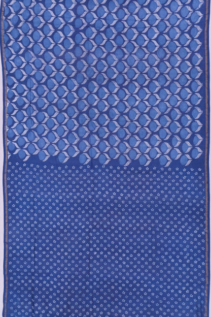 Chanderi Cotton Block Printed Jaal Indigo Saree