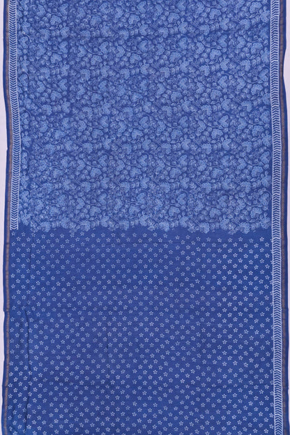 Chanderi Cotton Block Jaal Printed Indigo Saree