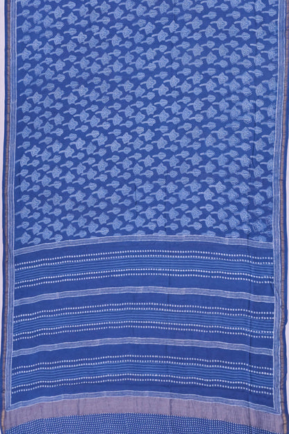 Chanderi Cotton Block Printed Jaal Indigo Saree