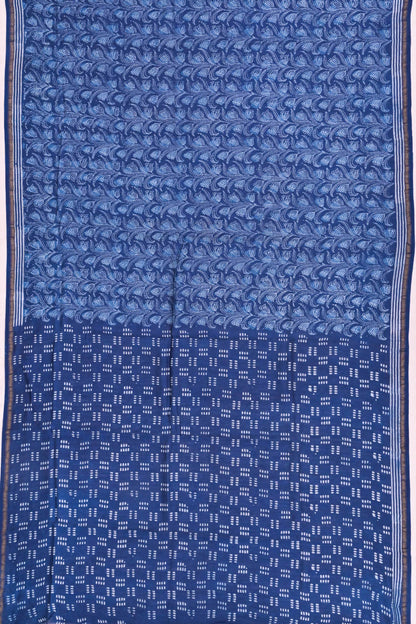 Chanderi Cotton Block Printed Jaal Indigo Saree