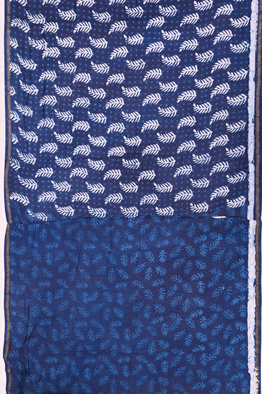 Chanderi Cotton Block Printed Butta Indigo Saree