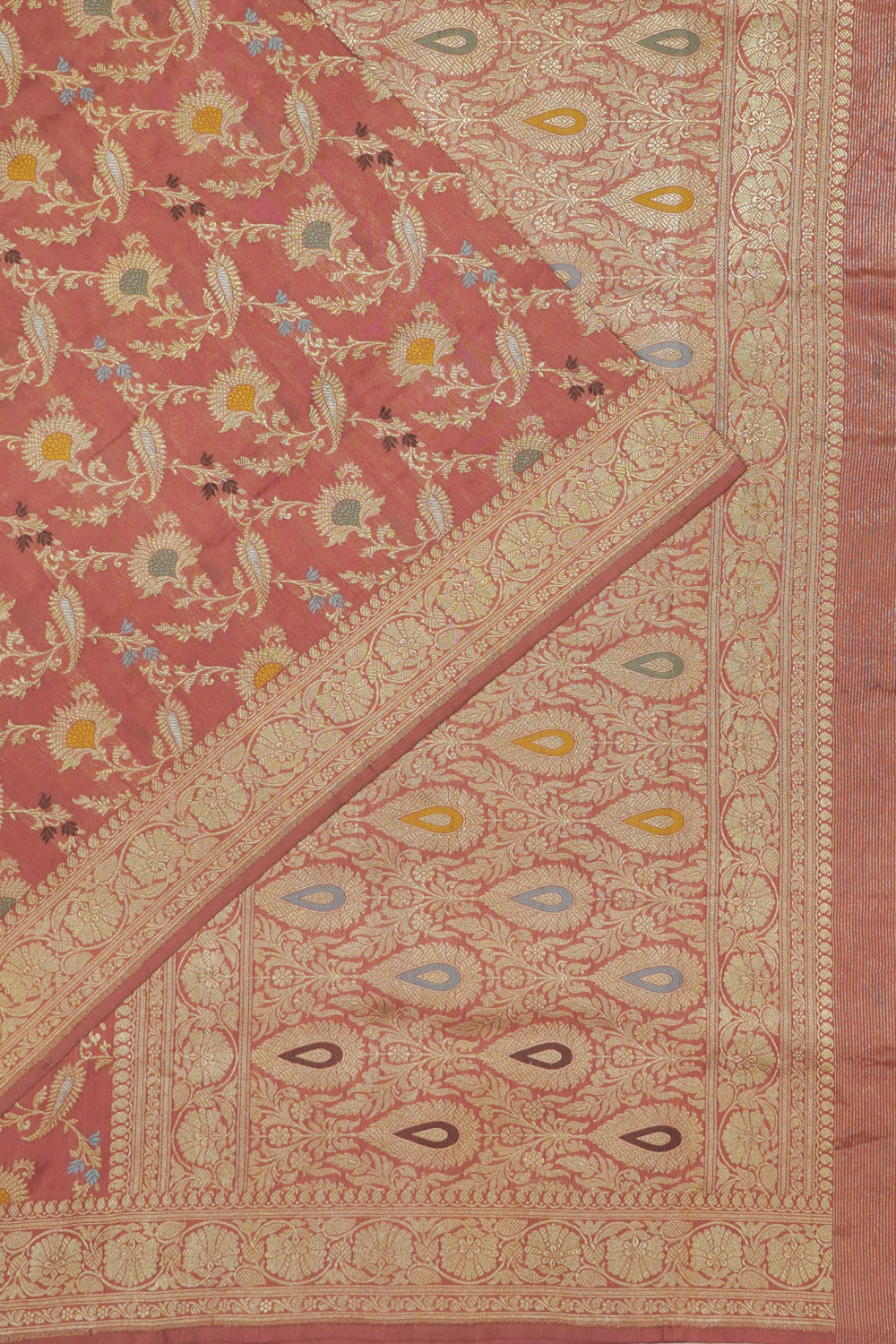 Banarasi Silk Meenakari Jaal Peach Saree