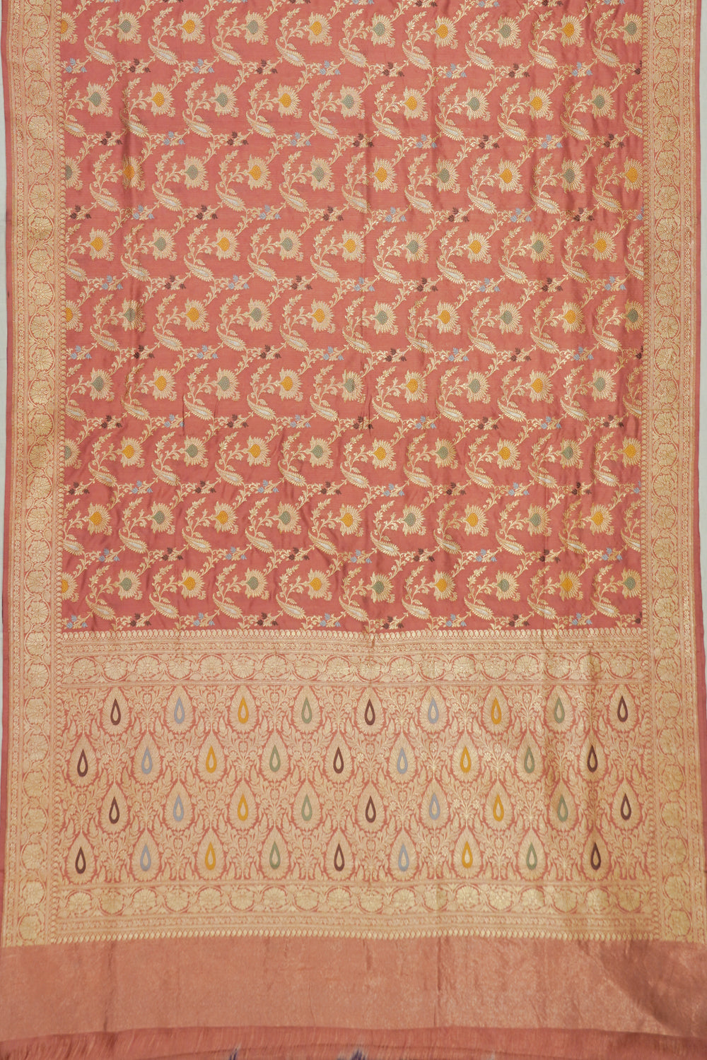 Banarasi Silk Meenakari Jaal Peach Saree