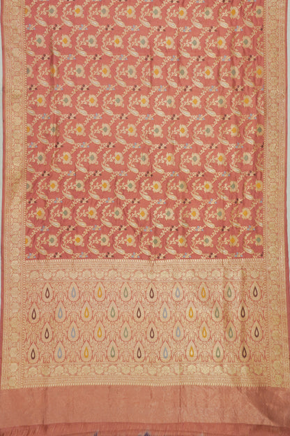 Banarasi Silk Meenakari Jaal Peach Saree