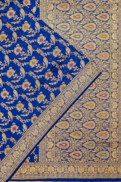 Banarasi Silk Meenakari Jaal Royal Blue Saree