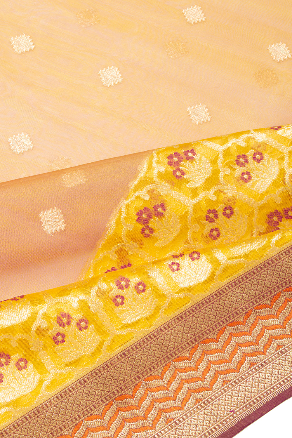 Banarasi Kora Organza Butta Cream Saree