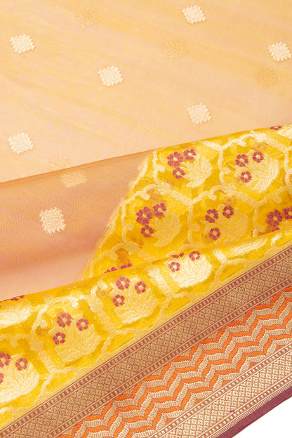 Banarasi Kora Organza Butta Cream Saree