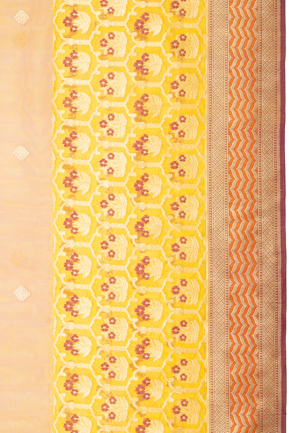 Banarasi Kora Organza Butta Cream Saree