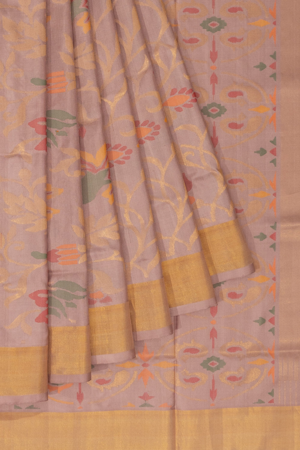 Uppada Silk Jamdani All Over Peach Saree