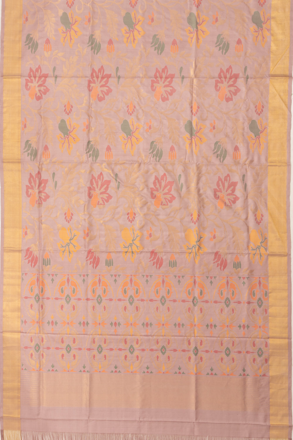 Uppada Silk Jamdani All Over Peach Saree