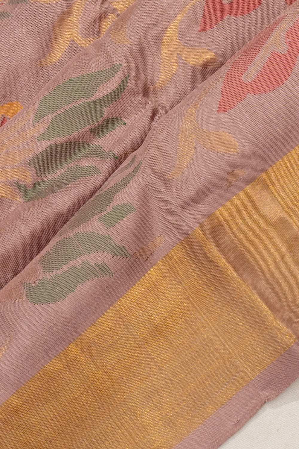 Uppada Silk Jamdani All Over Peach Saree