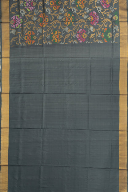Uppada Silk Jamdani Jaal Grey Saree