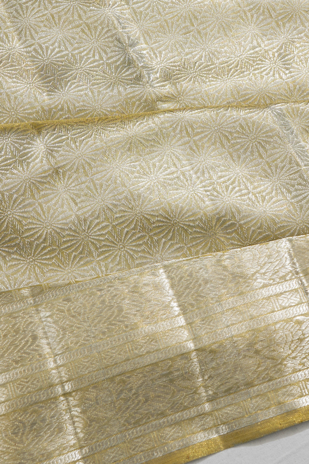 Kanchipuram Silk Tissue Brocade Gold Saree