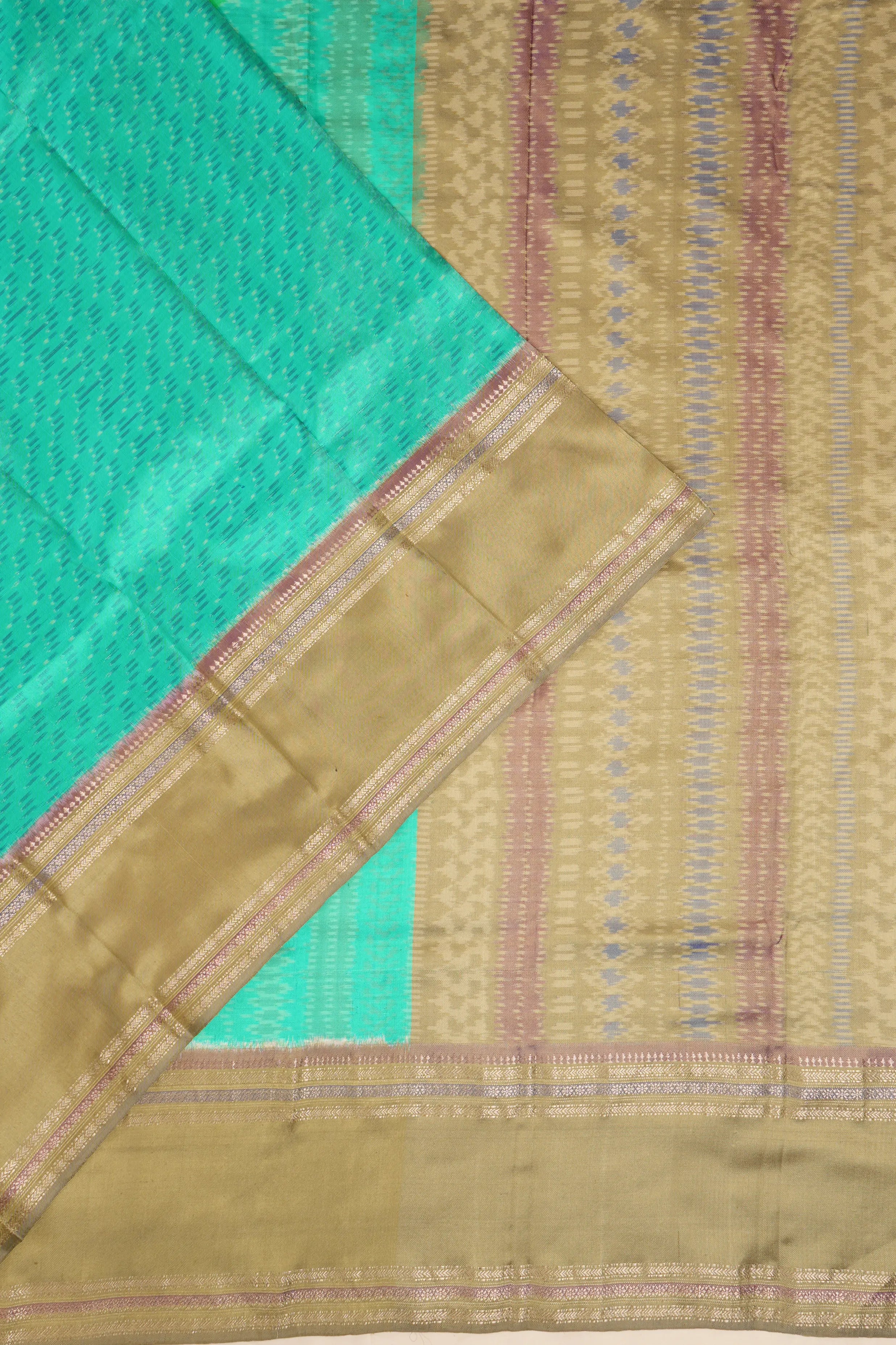 Kanchipuram Silk Ikat Sea Green Saree