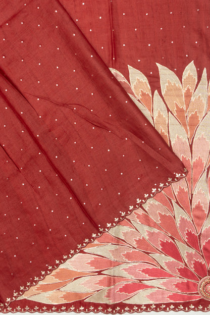 Tussar Butta Maroon Saree
