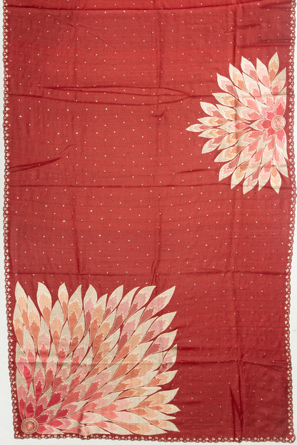 Tussar Butta Maroon Saree
