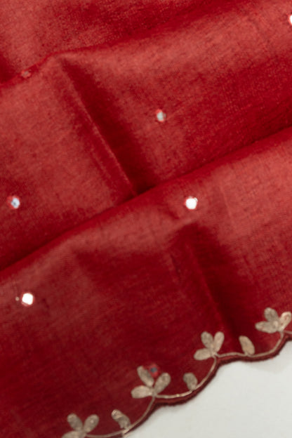 Tussar Butta Maroon Saree
