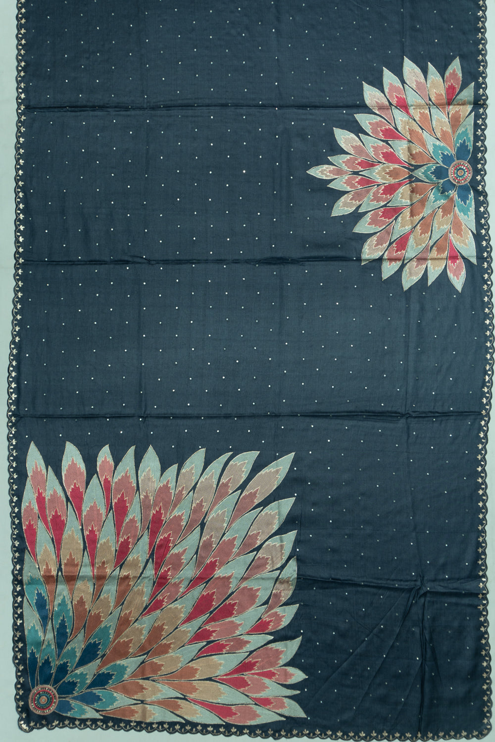 Tussar Butta Dark Blue Saree