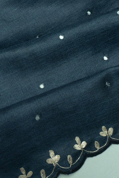Tussar Butta Dark Blue Saree