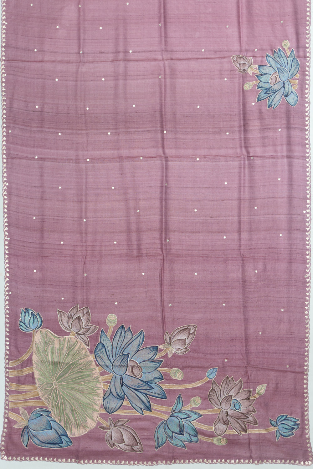 Tussar Embroidery Butta Lilac Saree