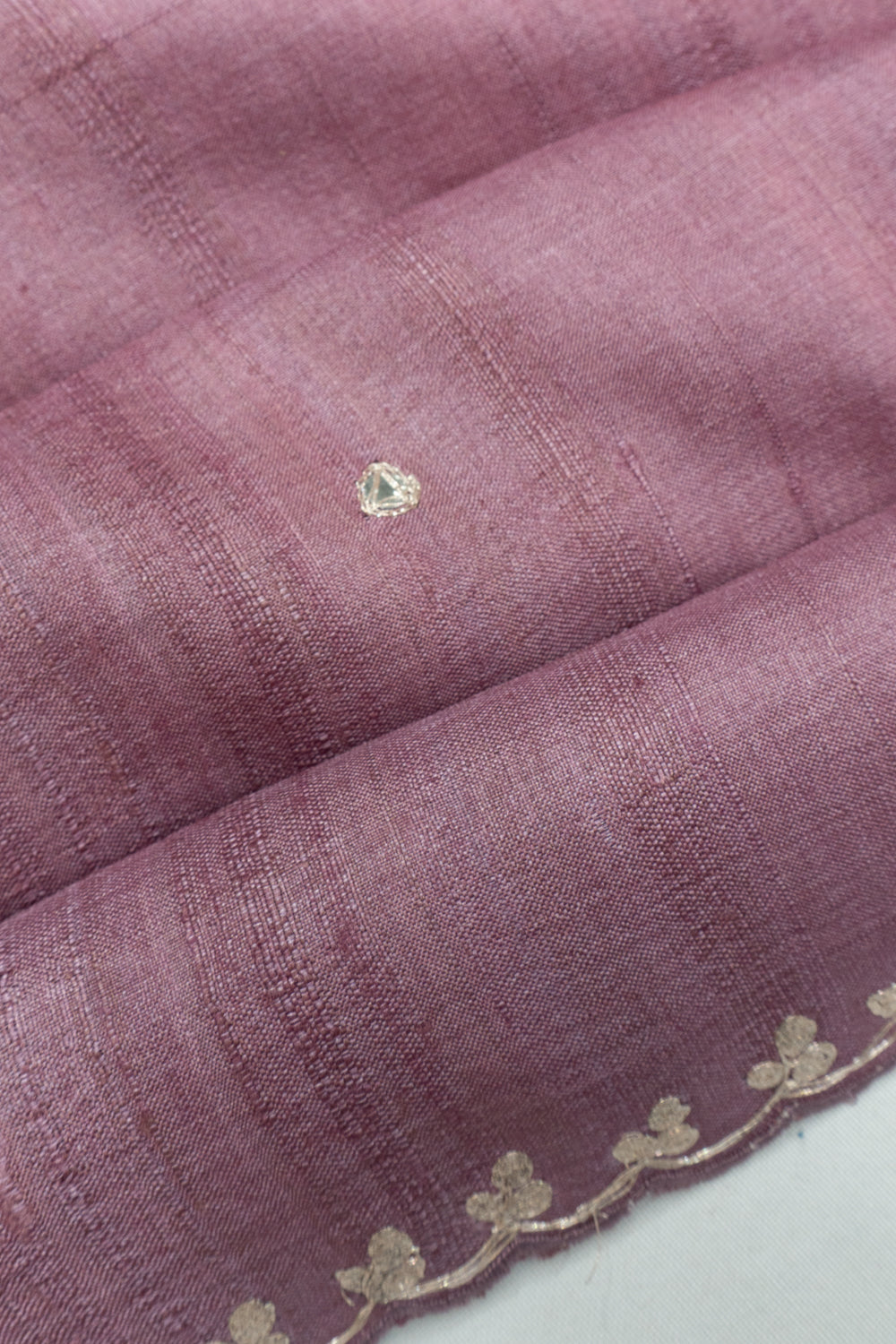 Tussar Embroidery Butta Lilac Saree