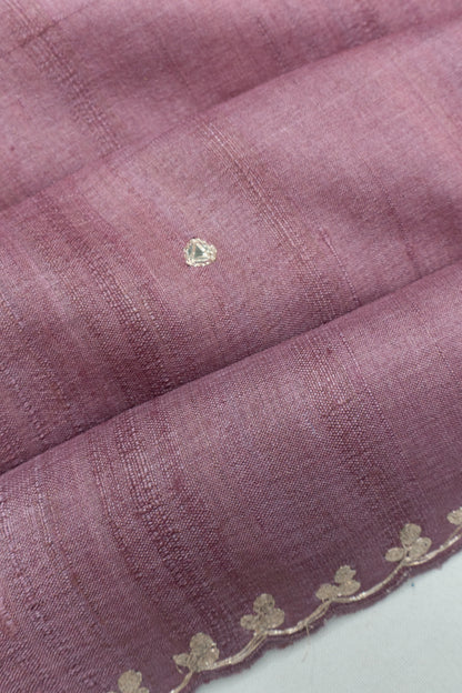Tussar Embroidery Butta Lilac Saree