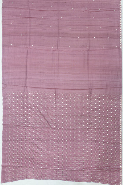 Tussar Embroidery Butta Lilac Saree