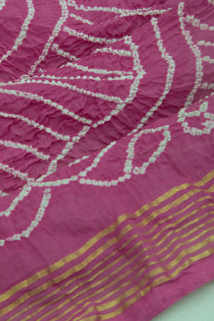 Venkatagiri Cotton Bandhani Pink Saree