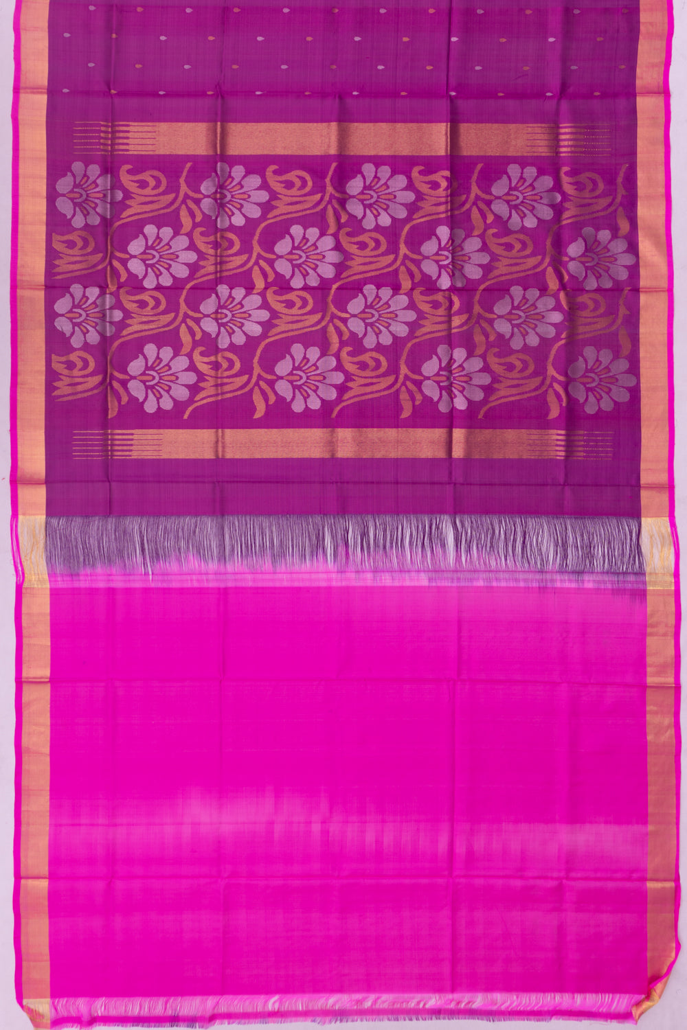 Uppada Silk Butta Purple Saree With Jamdani Pallu