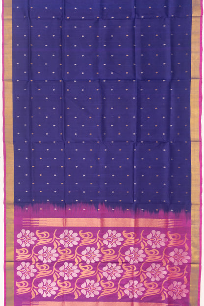 Uppada Silk Butta Blue Saree With Jamdani Pallu