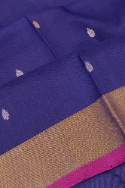 Uppada Silk Butta Blue Saree With Jamdani Pallu