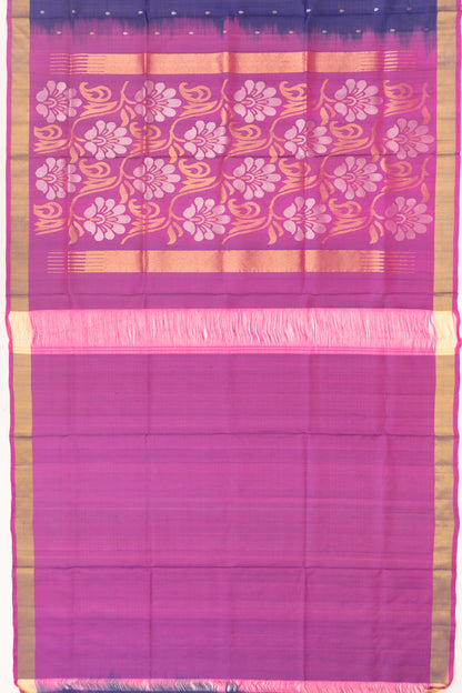 Uppada Silk Butta Blue Saree With Jamdani Pallu