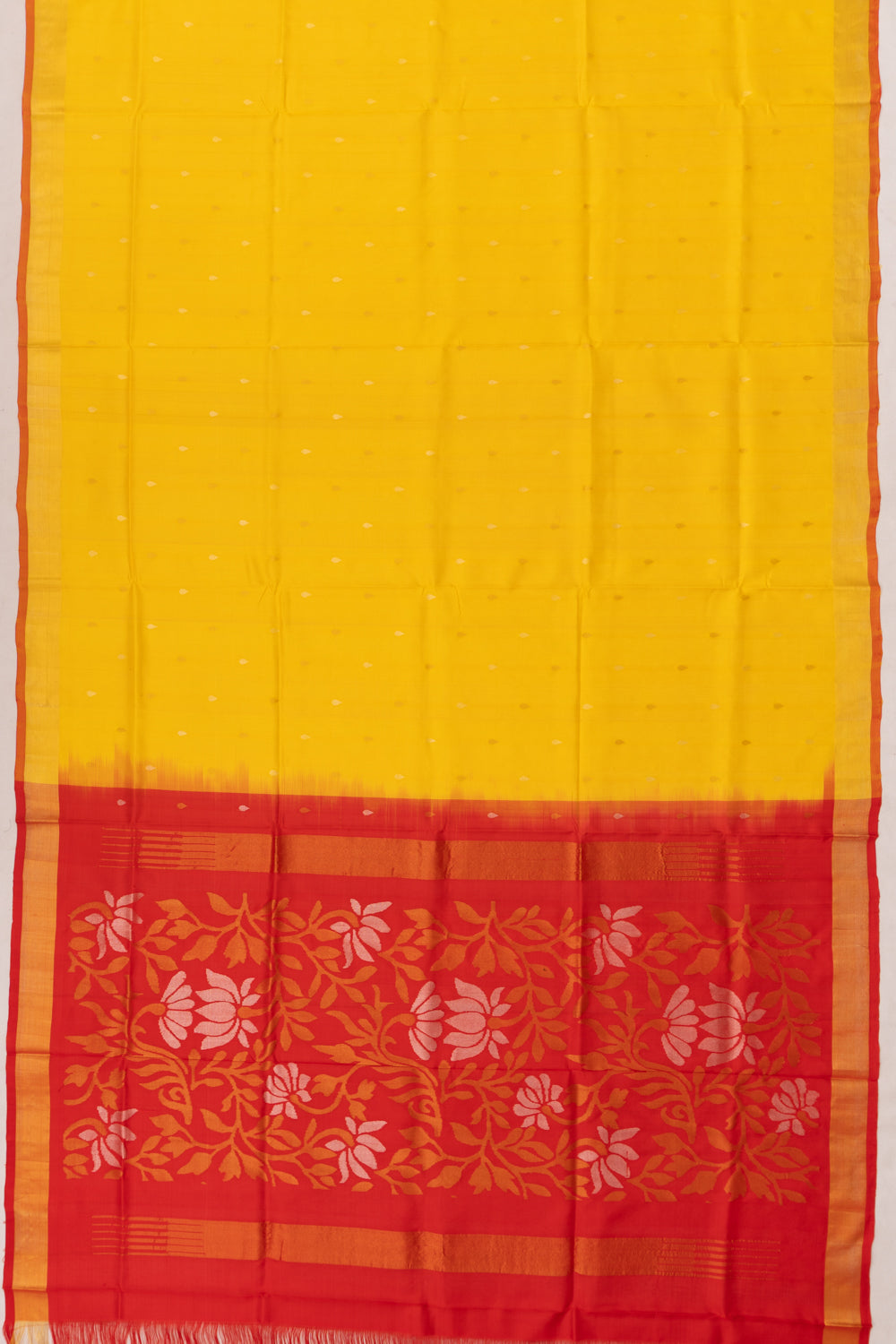 Uppada Silk Butta Yellow Saree With Jamdani Pallu