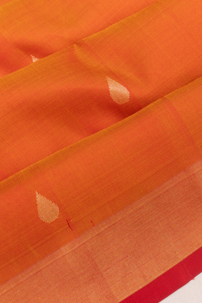 Uppada Silk Butta Orange Saree With Jamdani Pallu