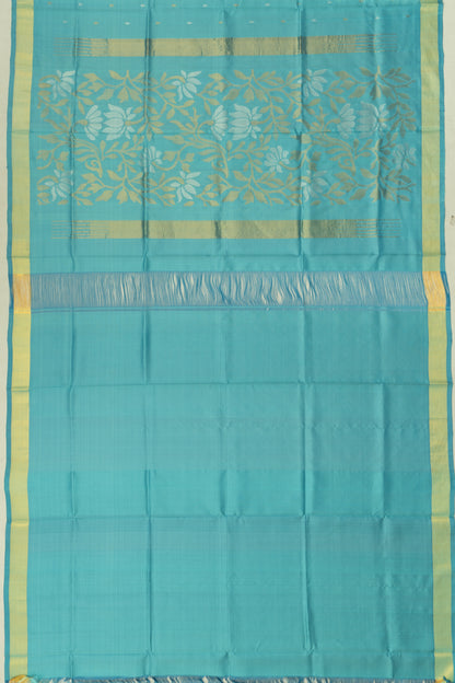 Uppada Silk Butta Sea Blue Saree With Jamdani Pallu