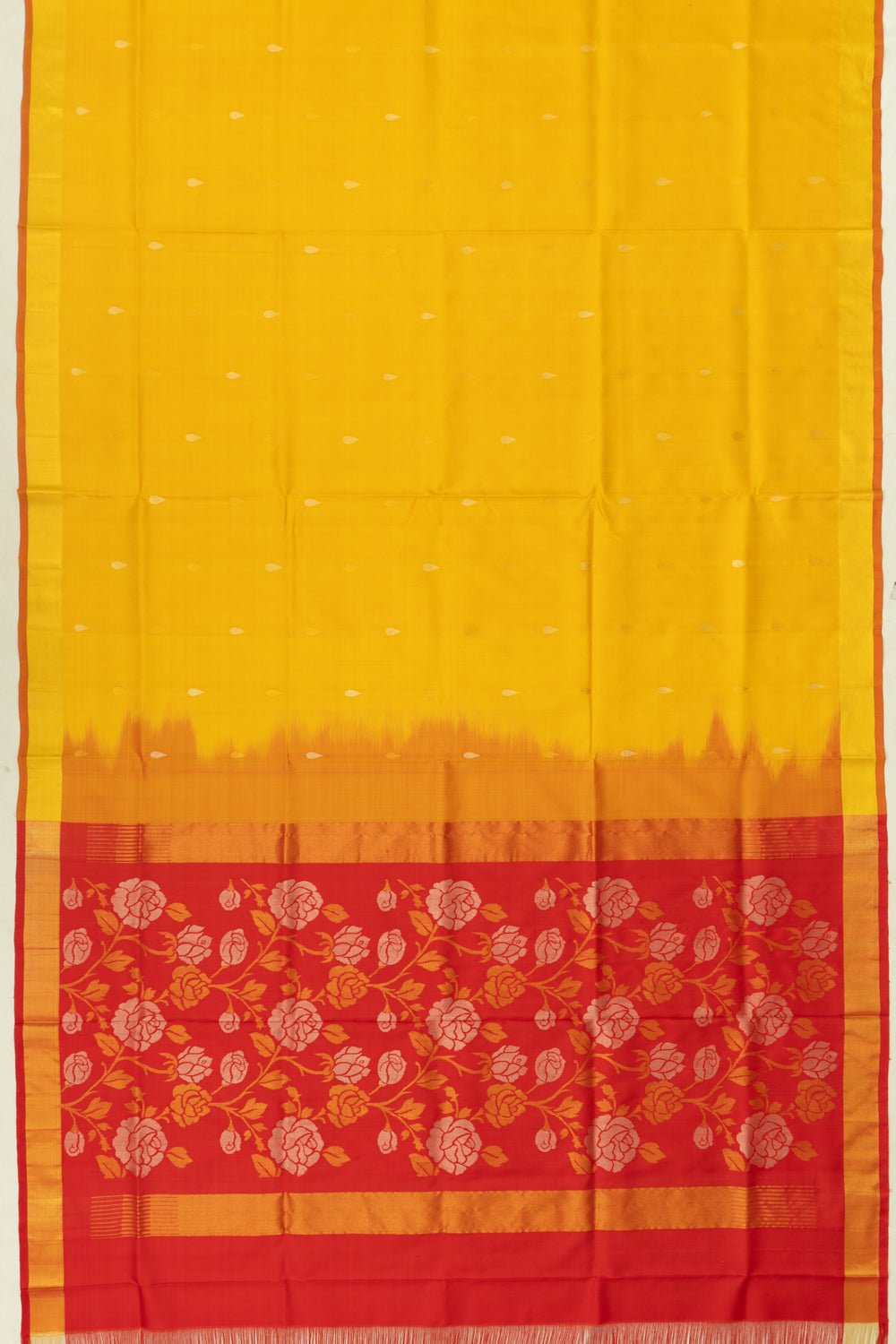 Uppada Silk Butta Yellow Saree With Jamdani Pallu