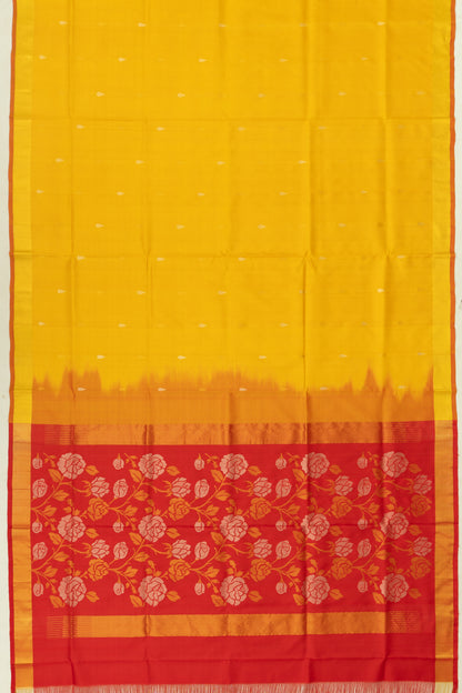 Uppada Silk Butta Yellow Saree With Jamdani Pallu