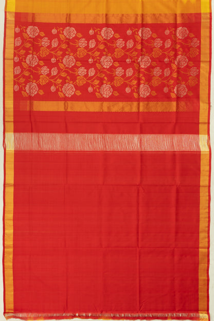Uppada Silk Butta Yellow Saree With Jamdani Pallu
