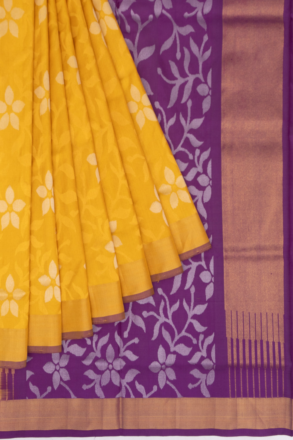 Uppada Silk Jamdani All Over Yellow Saree