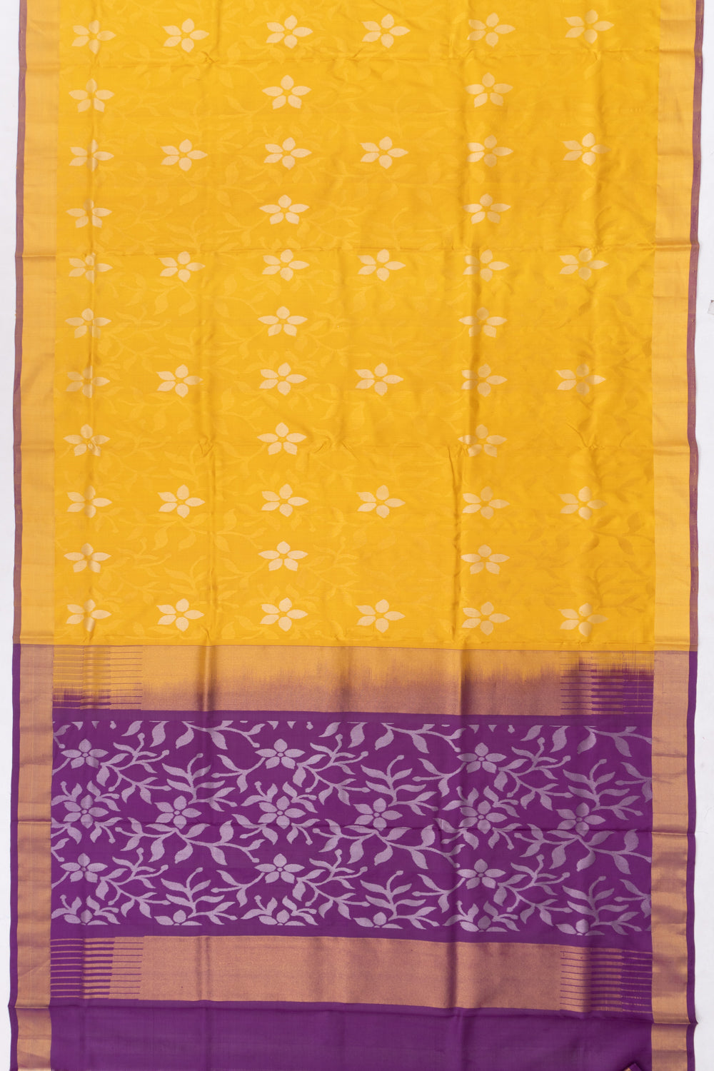 Uppada Silk Jamdani All Over Yellow Saree