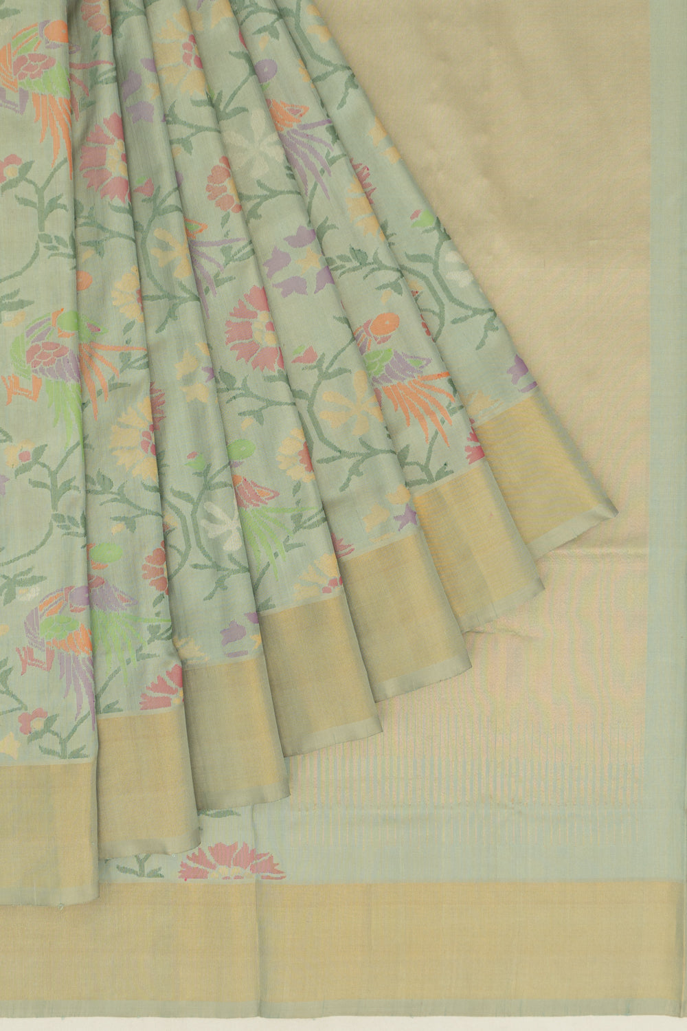 Uppada Silk Jamdani All Over Pista Green Saree