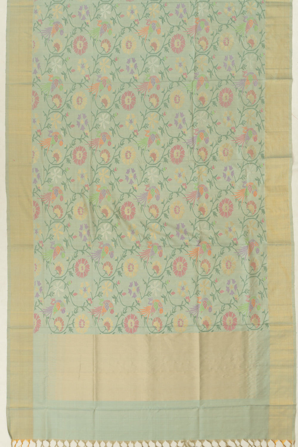 Uppada Silk Jamdani All Over Pista Green Saree