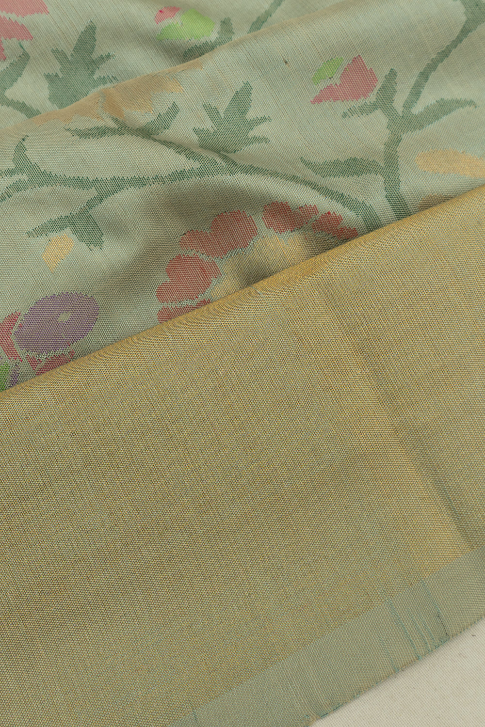 Uppada Silk Jamdani All Over Pista Green Saree