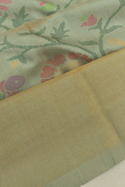 Uppada Silk Jamdani All Over Pista Green Saree