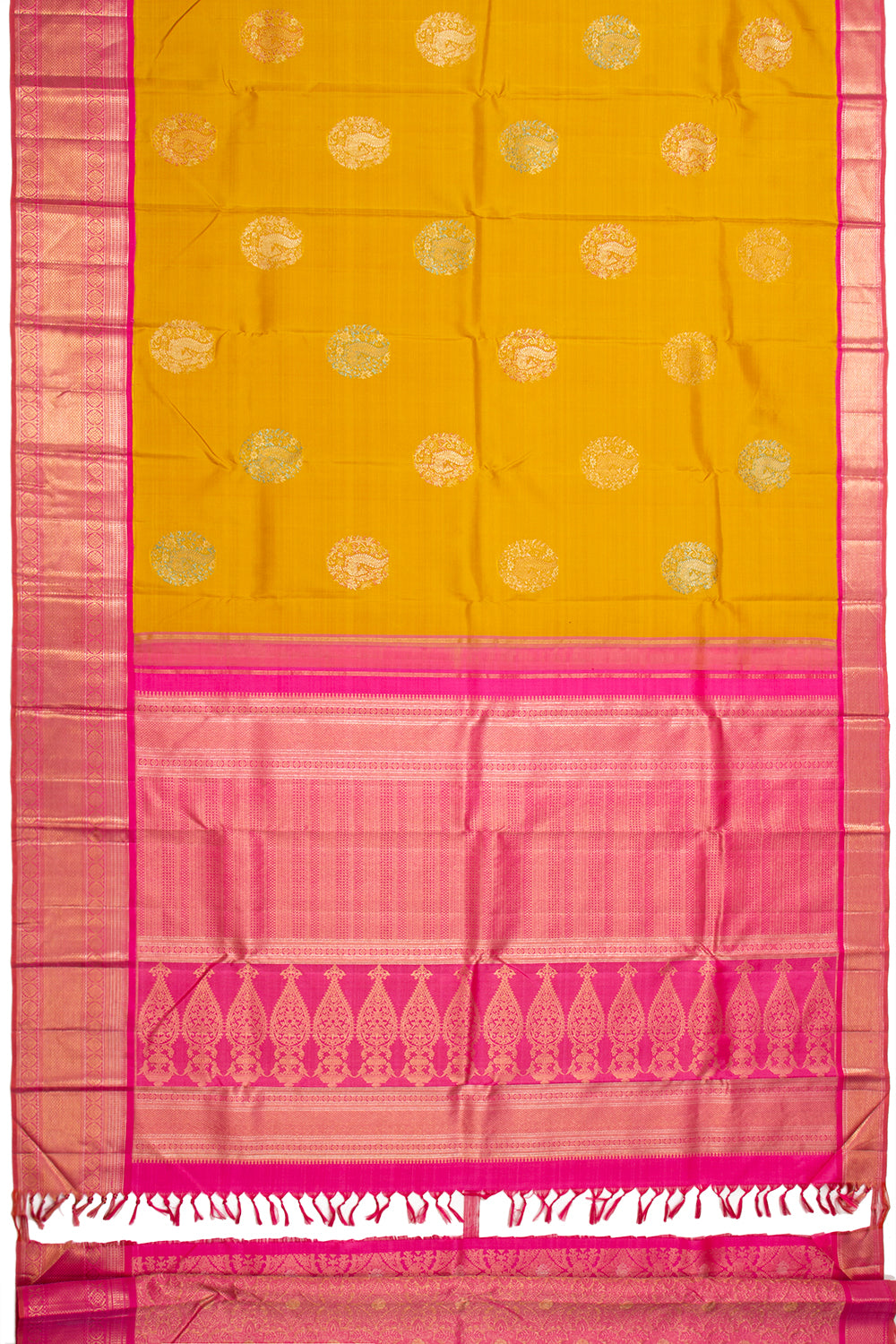 Kanchipuram Silk Butta Yellow Saree
